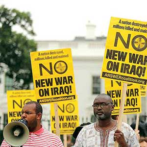 eugene speaking at no war on iraq rally